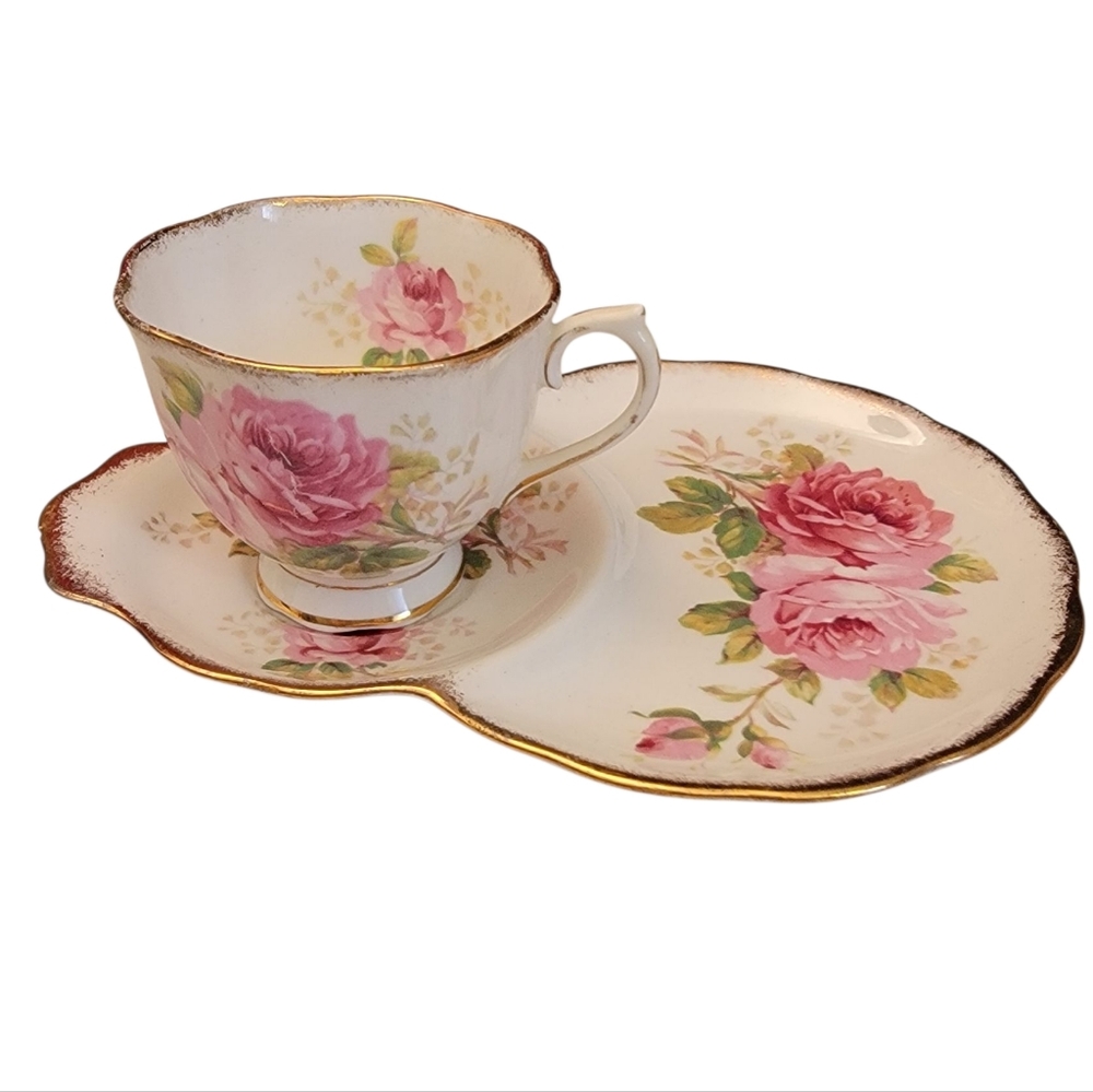 Vintage ROYAL ALBERT American Beauty TeaCup Snack Plate Lunch Dessert Set
